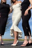 I was looking for a classic and somewhat simple dress for a casual outdoor elopement ceremony. After trying on 7 other dresses from other sites, this dress was the winner!  The material feels like a stretchy cotton, but that doesn't take away from its elegance. I'm small busted, 5'4", and 125lbs, and the small fit me like a glove. I absolutely love this dress! - Donna F.