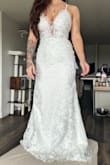 I LOVE this dress! I'm usually between a 4 or 6. I ordered dresses from Azazie and was a 4, but I am a solid 6 with Lulus... the dress fits like a glove. Do yourself a favor and have someone help you tie the back. The straps aren't silk so they don't pull easily and it can be tiring to try and get it to fit right without help. Pics don't do this dress justice. The beading is gorgeous, and the dress is super flattering on. It was the overall winner as my wedding dress! - Trisha N.