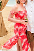 Love the pink. The prints beautiful and the fabric was perfect for a hot beach wedding. Light weight and very breathable. My only issue was the top fits much smaller than the bottom did. The bottom felt like a true large size (I'm a 8/10 and fit perfect) but the top needed a bit more fabric for me. - Katelyn D.