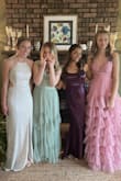 The latch above the zipper broke and it was a little loose above the torso and it very long on me.  If you want to wear this dress, I recommend to onto get ANY form of liquid on it because it WILL stain, trust me. Price is pretty good for prom. - Maya P.