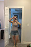 I was back and forth between getting a small or medium. Everyone said size up so I almost got a small but I don't like my shorts too short so I went with medium. They're perfect. I could have probably worn the small but the medium definitely feels better and has a little room. I'd rather that than too tight. They definitely have some give in the waist so order accordingly. They're really comfy and cute though. My only complaint is they no longer have them in white!  If that comes back in stock I'm definitely getting them! - Kasi H.