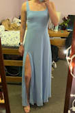This dress runs large. I am not even close to a size xs but the small was very large in the chest for me - loose on the boobs and below the boobs so it made the dress look unflattering in that area and in general. straps were also too large. shown in second picture. color was very pretty, but will be returning because of the bad fit. If ordering, definitely size down especially if your boobs are on the smaller side! - Meredith A.