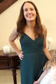 I felt so pretty in this dress! Love the color & the shape is very flattering. It covered my saddlebags well but allowed my bubble butt to show. It had some wrinkles but they all dissipated via my steamer. Definitely true to size. I wasn't able to wear a bra with it, but pasties did the trick. I also wore some yoga shorts under since it has a big slit. I'm excited to wear it again. - Jennifer P.
