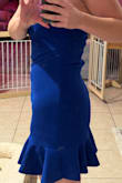 I sized down to an XS on this one do to other reviews and the stretch factor, I love the super fitted look with my hourglass shape. I really wanted to love this and wear it to my college graduation but ultimately the torso region was too long for my body and the dress folded in an odd way at the waist. The seam at the zipper was also already coming undone on this item. I need something that is fool proof that I don't have to keep adjusting all day long, not a win for me. Stunning color, love the stretchy crepe material, good for people with longer torsos and/or perhaps smaller hips, short torso peeps avoid. Truthfully, I'm not sure I would pay full price for any of their items. - Jess A.