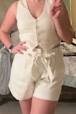 Perfect pair of white linen shorts for summer! Not see through and the belt can be removed for additional accessorizing or outfits. - Sarah M.