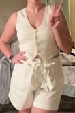 Ordered a size small when I'm typically medium because I wanted a more fitted look. This worked out great! The only thing is it's a little short. Pairs really well with matching shorts and/or other bottoms. - Sarah M.