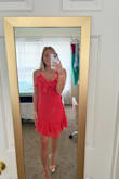Cute dress! However, it was too big. Lots of space in my stomach/hips area and was not slim fitting in those places. The strap with the ruffle was also too big. - Mira M.
