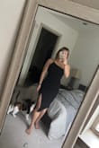 Material is thick but not in a heavy way. It fits like a glove, and the straps are elastic so getting the dress on is very easy. Bought this for a fall wedding and will need more reasons to wear it! - Angela L.