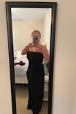 I absolutely love this dress! It fits perfectly! I'm always hesitant when ordering dresses because I have a larger bust but I'm on the shorter side, but the large is perfect it fits my chest and isn't too long, even in flats. - Dylan W.