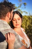 I bought this dress for my engagement photos, and it worked beautifully. The design on the front was great with our desert setting background, and I loved the flowiness of the bottom. It's a little tight in the chest, but it held together fine. - Bobbi H.