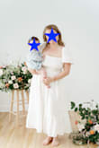 I'm so glad I purchased this dress for a "Mama and Me" Mother's Day photo shoot. The quality of the dress was great, and it photographed really well. The skirt is double-lined so no issues with sheerness. I also loved the square neckline and puffed sleeves to hide my arms that I felt self-conscious about. Would absolutely purchase again in other colors! - Allison C.