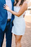 I am absolutely obsessed with this dress! I bought it for my engagement photos, and it was perfect. I have more of an hour glass figure with wide hips. I had to be very slow getting this dress on because the M fit me perfectly everywhere but my hips. Once it was over my hips, it was perfect! - Ashton P.