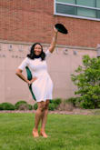 I wore this for my graduation! I looked great with my regalia, and I got a lot of compliments on it. It fit great, though I could have gone up a size because it was a little snug on my hips. - Briana W.