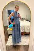 First of all, this is a beautiful dress, and maybe that's why I'm trying so hard to make it work. I originally ordered this in a small (the same size I have always ordered from Lulus). I could barely get the zipper along the rib cage up, and decided I'd order the next size up. When the medium came, I felt like I was trying on the small again. The dimension under the bust felt like it was barely increased in size, while the material around the armpits was looser. I still had a very hard time zipping up, but now I have extra fabric that I'll need to take in at the top if I decide to keep the dress. I love everything else about the dress, but the sizing seems to be a big issue for this style. - Alicia D.