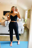 I was in quite a debate to go with small or medium, as I'm typically a small top and a medium bottom, but I went with the small and happy I did! The bottom still fits well with the baggy style leaving room for my hips and booty. This is so comfortable and soft. Can't wait to wear it on any summer night. Very happy with this. And pockets! - Sarah L.