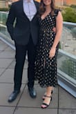 Ordered a size M. Fit perfectly! Good material and great mid length. The only down side was I had to tie the back stings as tight as it goes, to fit bust area correctly. - Kristin E.