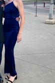 This dress is so stunning! I got so many compliments on it. It is great quality and fits like a glove. I also love the velvet material. So soft! I can't recommend this enough! Also, for those wondering, I was able to wear petals and had no issues with them in this dress. - Sydney M.