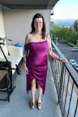 I liked the fit and color of this dress, but went with the green/deeper color instead. This is my favorite color, but I found the pink fabric to look cheaper. In the deep green, it did not look cheap. - Brittany R.