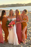 Surprisingly well-made! Nice material! No need for any alterations, wore the dress for many hours, looked great for photos!
I wore the stress for my younger sister's wedding in Sayulita Mexico. I was the oldest bridesmaid by 10+ years and I think it looks great! - Genelle H.