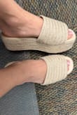 Okay, I love these shoes! The ONLY thing is you have to wear them multiple times to break them in. The first few days they were hurting a lot but I put bandaids on and they were fine.
Size 5. - Karen G.