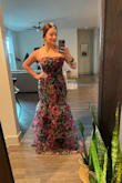 Stunning gown!! Flattered my shape. No stretch in the material so I did size up.  Wore this to an Indian-style wedding and it was a hit, received a ton of compliments.  I did not have time to get it hemmed.  I was able to get away with the length since I wore 4 inch heels, but I did have to grab the dress while dancing to prevent myself from stepping on it.  Overall, a stunning dress, very flattering! - Angie R.