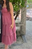 I wore this to a graduation and backyard wedding and it was perfect. It's not a tight fit except for the top part but it is loose and flows well. It's not heavy material and the color isn't as bold as I was expecting but not bad. I got so many compliments and it will definitely be a staple piece for spring. - Kellsie G.