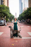 This jumpsuit couldn't be more comfortable and flattering! Nonstop compliments. I bought it because it looked great on all body types and it did not disappoint. Absolutely perfect for graduations, weddings, and this downtown photoshoot with @enzotheafghan! - Erin K.
