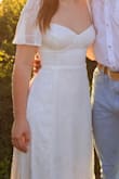 I will start off to say that it was a little see through but it was mainly just when I was in the sun that you could tell. Usually I wear a medium in dresses but since the upper part of my body is smaller I got a small, and it was perfect. The detailing is beautiful and got a ton of compliments! - Makenzy S.
