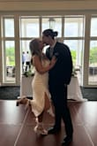 This dress fit just right! The drape in the chest area lays beautifully and the dress is double lined so it's not see through. There is no zipper or stretch to the dress but it is true to size. My favorite detail is the small white buttons up the side. Received many compliments! - Maria D.