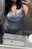 Runs true to size; keep in mind the slit goes very high, so if you want a little revealing moment, go for it!! Overall, such a good dress. Very smooth material, a beautiful flowy dress. Definitely recommend. - Kathy M.