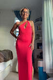 I love this dress, so stylish and the pink coral color is so vibrant. Perfect for the summer and it's double lined too, so not see through. - Ixtlaly G.
