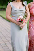 This dress is so cute! Received so many compliments at a wedding I was in in May! Fits true to size but I did have to tie the back pretty tightly so it wouldn't move because I have a shorter torso, and it stayed put all night! Highly recommend! - Allison S.