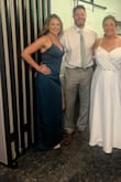 I love love loved the dress, gorgeous color and length/feel. The only problem I had was that the top was too tight for me and the straps are super thin which started to rip towards the end of the night. Otherwise I loved the dress. If you have a bigger bust, size up!!! - Marisa M.