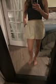 These shorts are super cute - love the material and the pockets - but the elastic band is so tight and digs in. I usually wear a 2 so ordered that size first. Other than the waistband, those fit great. I exchanged for a size 4 and the waistband is still tighter than I'm comfortable with. I have to wear them super high-waisted for them not to dig in, and there's too much fabric in the legs. Sizing is super weird on these ones. - Erin P.