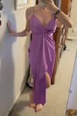 This dress is gorgeous! The color is amazing (I also have it in red!) The small fits perfect. I am 5'9, 137 lbs, and a 34D. The chest area does lay oddly, but that's the intention. Gives you a vintage look. I can't wait to wear this to a rehearsal dinner this summer. - Page D.