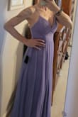 Gorgeous color and fit. Love the length length ( I am tall) and flowing tulle. A bit tighter in the chest, so I recommend petals! Can't wait to wear this. - Page D.