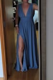 Bought for my bridesmaid but tried on before passing to her (were same size). Fits great, fitted and holds everything in at waist, has a rubber piece on top of shoulder to prevent it slipping off. Long (will prob have to alter depending on heels) and love the slit. Felt light and slowly and great for dancing! - Elise R.