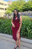 I loved this dress. I'm 5'9" and the length was below my knee. Ordered a larger size when I'm usually M because I did not want it to be too tight. The size was OK for me, so maybe I would recommend going a size up. Beautiful color and cut-out design (even the opening in the middle was way bigger on me than the dress model xD; a little revealing but not too much). - Nancy M.