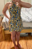 Cute little summer dress. The neckpiece is quite long, but the pattern is bright and busy enough that no one will notice if I'm not wearing a bra. - Jalayna F.