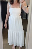 I bought this to wear at the beach.  I did like the feminine straps however it didn't flatter my body.  Felt like the skirt just hung there with no shape.  I wanted to love it but unfortunately it was a no go for me.
I bought a Medium, true to size. - Christina M.