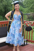 I wore this dress on my graduation and it looked great. I received so many compliments from others at my graduation. The material is very good quality. I love the floral design even more in person. Buy this dress! - Tara S.
