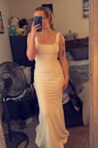 I really liked the back of this dress and I was worried when I ordered it that it would look too plain however, it's amazing! I love that it's sophisticated and understated. It makes me look curvy and I feel so beautiful in it. It is definitely going to be my wedding dress!! - Ashlee B.
