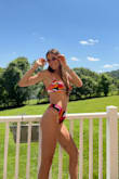 Great swimsuit the bottom runs slightly big. I would size down to be on the safe side it's definitely cheeky but you can see that from the photos on line so happy with my purchase! - Holly H.
