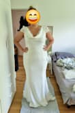 I was concerned that it would bring out even more my stomach, but the way it's cut, with the lining and all, made it fit beautifully! I'm so happy with my choice. - Ana C.