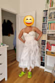 I had every intention of wearing this to the civil ceremony. However, I fell in love with another dress, so I'm wearing this to the dinner party afterwards. Looks and feels amazing, even for someone who has a bit of a belly. The green crocs are obviously the cherry on the cake. - Ana C.