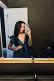 The color was the reason for the purchase! To be honest, the sleeves were a bit weird for me pulling it out of the packaging but then I tried it on and fell in love. I usually wear an XS and it fits a little large, so I'll eventually get it altered but for now it'll do. I recommend it for sure! - Nikki C.