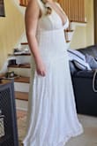 The shape is beautiful. A very boho lace pattern and very pretty. The neckline is a bit low for me and the straps would need to be adjusted on the back. I loved the detail around the straps. - Gabriela O.