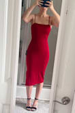 The fit of this dress was amazing, and the color was gorgeous. With my body self-consciousness [about the] weight in my lower belly, it was a tad too snug for comfort. A bodysuit would have shown as well so that was a no go. The fabric was a nice thick fabric, though. If I had time to go up in size and check the fit before our cruise, I would have attempted it. - Alicia L.