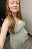 I love this dress!! The material is thin but not see through. Perfect for a Texas summer when at 36 weeks pregnant. Stretchy too so I can wear it during pregnancy and beyond. I was initially worried about being able to see panty lines but no issues there either! - Sarah B.