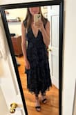 I'm obsessed with this dress. It fits perfectly and is very comfortable. I'm 6'1" so it didn't reach the ground, but that's fine with me. Can't wait to wear it as a guest to a friend's wedding! - Katie M.